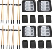 32-delige sushi serveer set voor 8 personen - keramiek - zwart