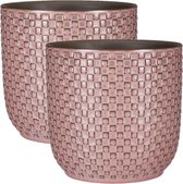 Mica Decorations - Plantenpotten/bloempotten 2x stuks - Keramiek roze - D19/H18 cm