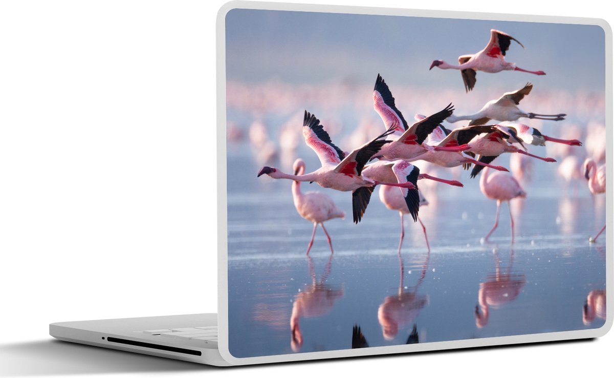 Laptop sticker - 13.3 inch - Flamingo - Vogel - Water - Roze - 31x22,5cm - Laptopstickers - Laptop skin - Cover