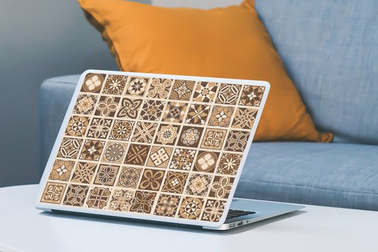 Sticker ordinateur portable - 15,6 pouces - Design - Fleurs - Marron - Nature - Vintage