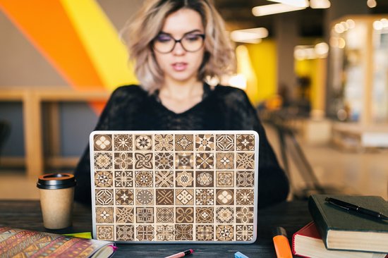 Sticker pour ordinateur portable - 11,6 pouces - Design - Fleurs - Marron - Nature - Vintage - 30x21cm - Autocollants pour ordinateur portable - Skin pour ordinateur portable - Housse