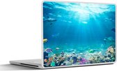 Laptop sticker - 14 inch - Onderwaterwereld - Zeedieren - Water - Zee - Koraal - Blauw - 32x5x23x5cm - Laptopstickers - Laptop skin - Cover