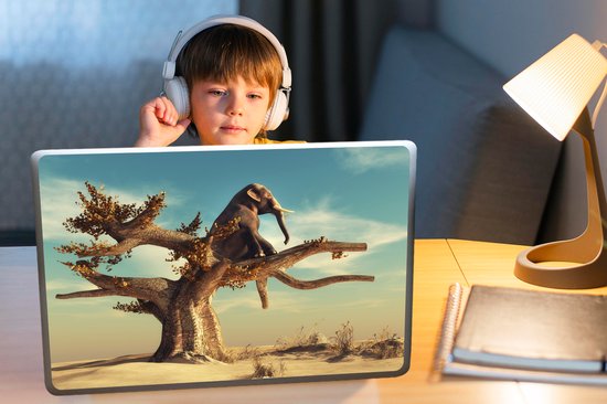 Autocollant pour ordinateur portable - 17,3 pouces - Éléphant - Arbre - Nature - Désert - 40x30cm - Autocollants pour ordinateur portable - Skin pour ordinateur portable - Housse