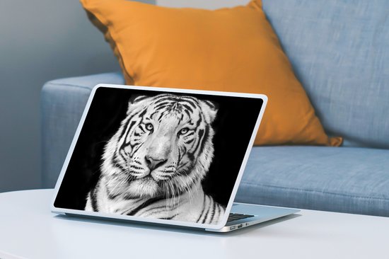 Autocollant pour ordinateur portable - 12,3 pouces - Tigre - Zwart - Wit - Portrait - Animaux - 30x22cm - Autocollants pour ordinateur portable - Peau pour ordinateur portable - Couverture