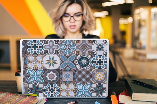 Autocollant pour ordinateur portable - 17,3 pouces - Fleurs - Motifs - Blauw - Marron - 40x30cm - Autocollants pour ordinateur portable - Skin pour ordinateur portable - Couverture