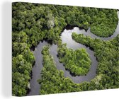 Canvas Schilderij Regenwoud en Amazone Brazilie - 90x60 cm - Wanddecoratie