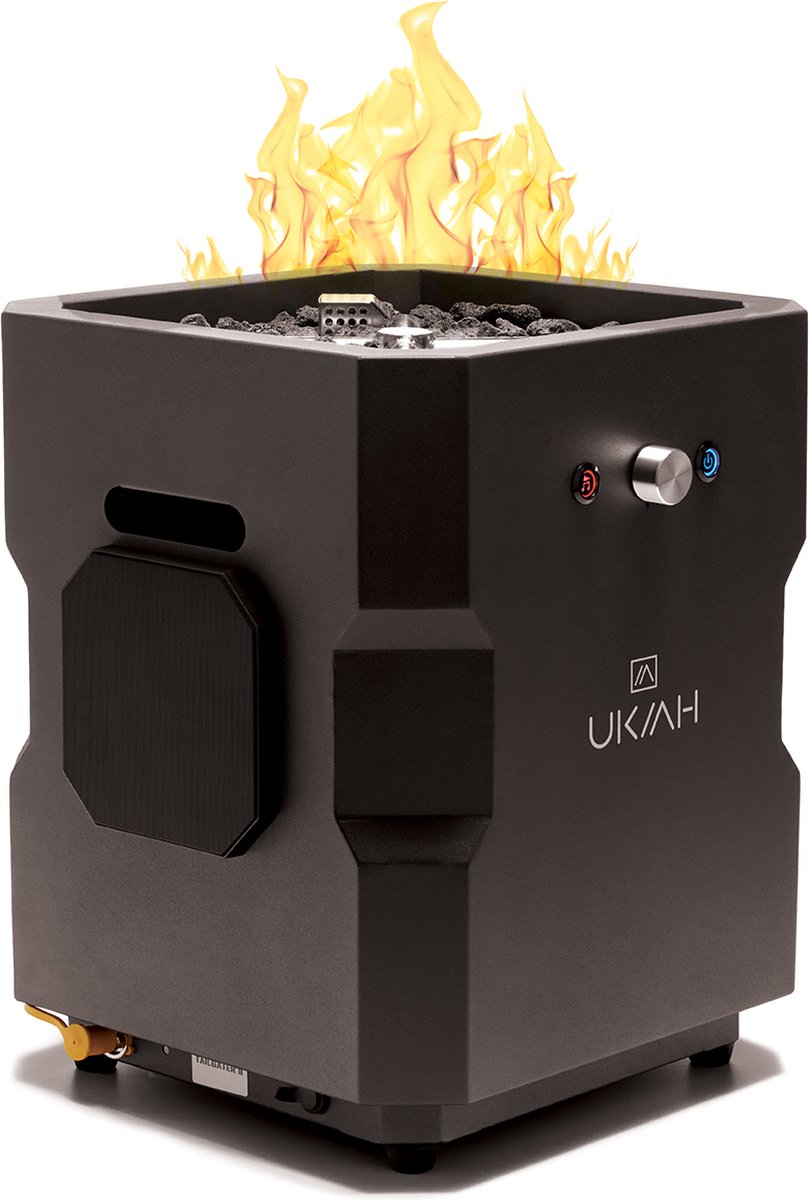 Ukiah Tailgater II Tuinhaard – Vuurkorf, Terrasverwarmer & Bluetooth Speaker in één - Party Speaker Beat-to-Music Vuurshow – Draagbaar en Stijlvol - Gas – 2.1 Sound System – Voor Buiten, Strand, Camping & Tuin - Zwart – foto 2