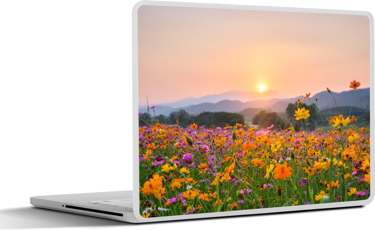 Laptop sticker - 13.3 inch - Bloemen - Zonsondergang - Berg - 31x22,5cm - Laptopstickers - Laptop skin - Cover