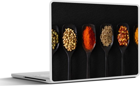 Autocollant pour ordinateur portable - 11,6 pouces - Cuillères - Épices - Zwart - Herbes - Rustique - 30x21cm - Autocollants pour ordinateur portable - Peau pour ordinateur portable - Couverture