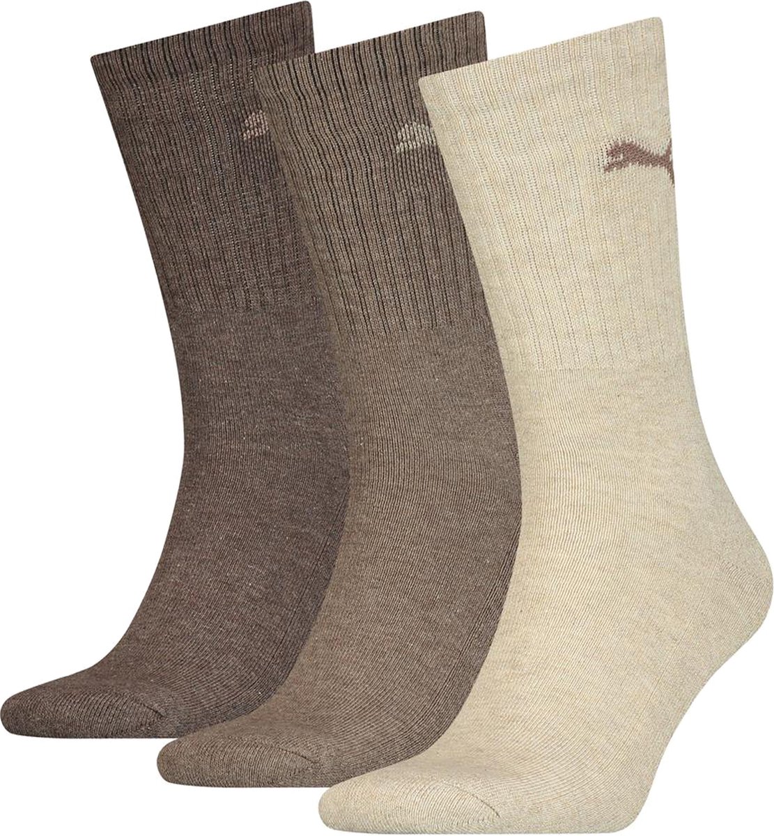 Puma Crew Sock 3-pack sokken Bruin