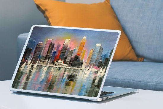 Laptop sticker - 17.3 inch - Schilderij - Olieverf - Skyline - Water - 40x30cm - Laptopstickers - Laptop skin - Cover