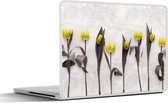 Laptop sticker - 15.6 inch - Bloemen - Tulpen - Marmer - 36x27,5cm - Laptopstickers - Laptop skin - Cover