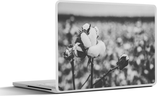 Laptop sticker - 14 inch - Katoen - Planten - Zwart - Wit - 32x5x23x5cm - Laptopstickers - Laptop skin - Cover