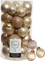 Decoris kerstballen - 44x stuks - champagne - 3-4-5-6 cm - kunststof