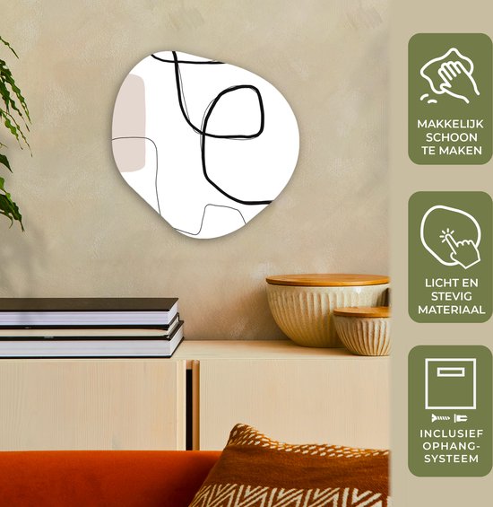 Décoration murale Organique - Décoration murale Plastique - Peinture Organique - Abstrait - Pastel - Minimalisme - 40x40 cm - Forme miroir asymétrique sur plastique