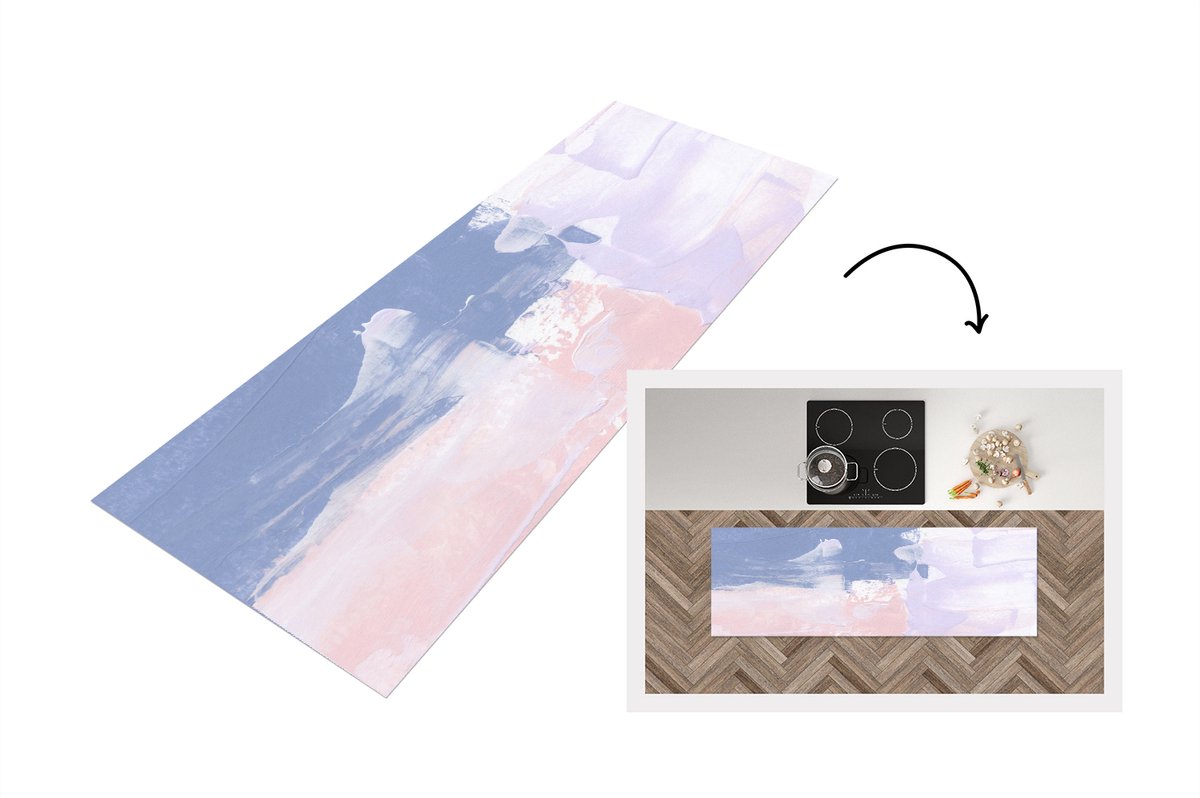 KitchenYeah Keukenloper - Loper keuken - Pastel - Design - Verf - 180x60 cm - Keukenloper vinyl Multicolor