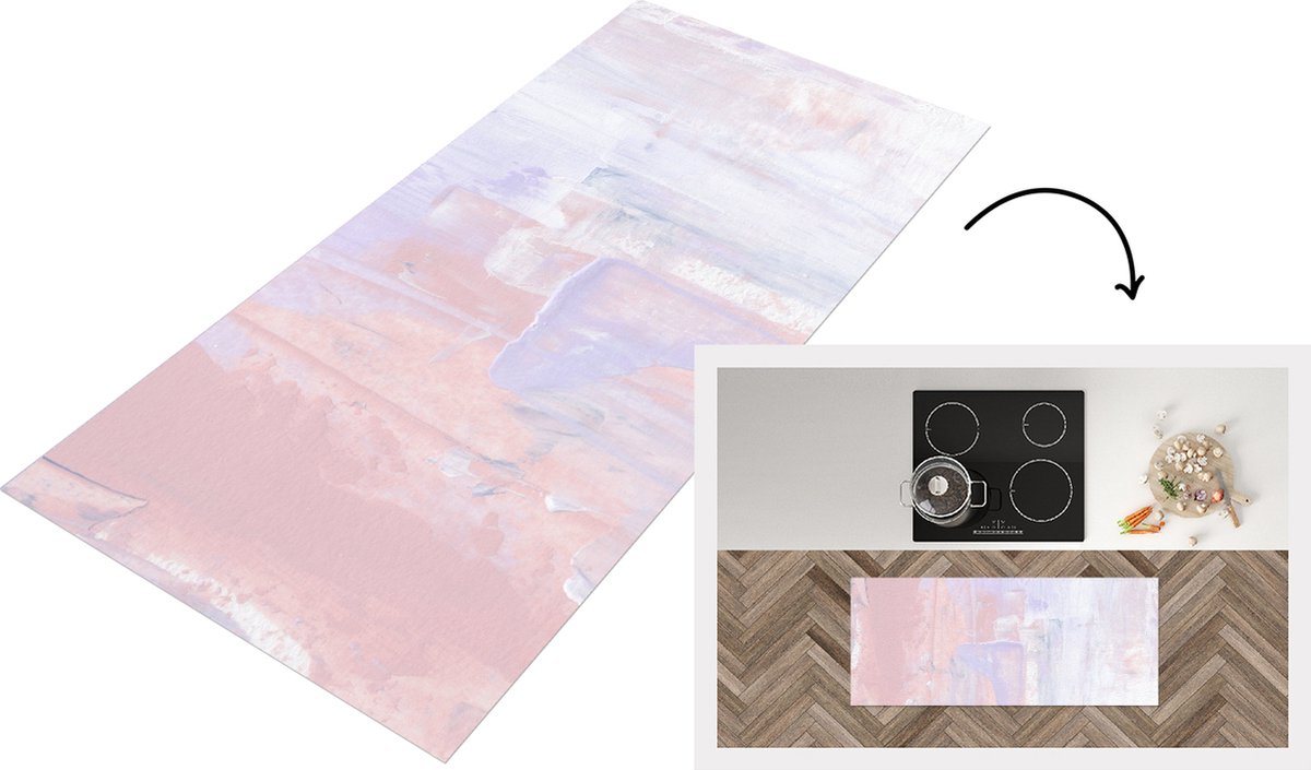 KitchenYeah Keukenloper - Loper keuken - Verf - Pastel - Design - 120x50 cm - Keukenloper vinyl Multicolor