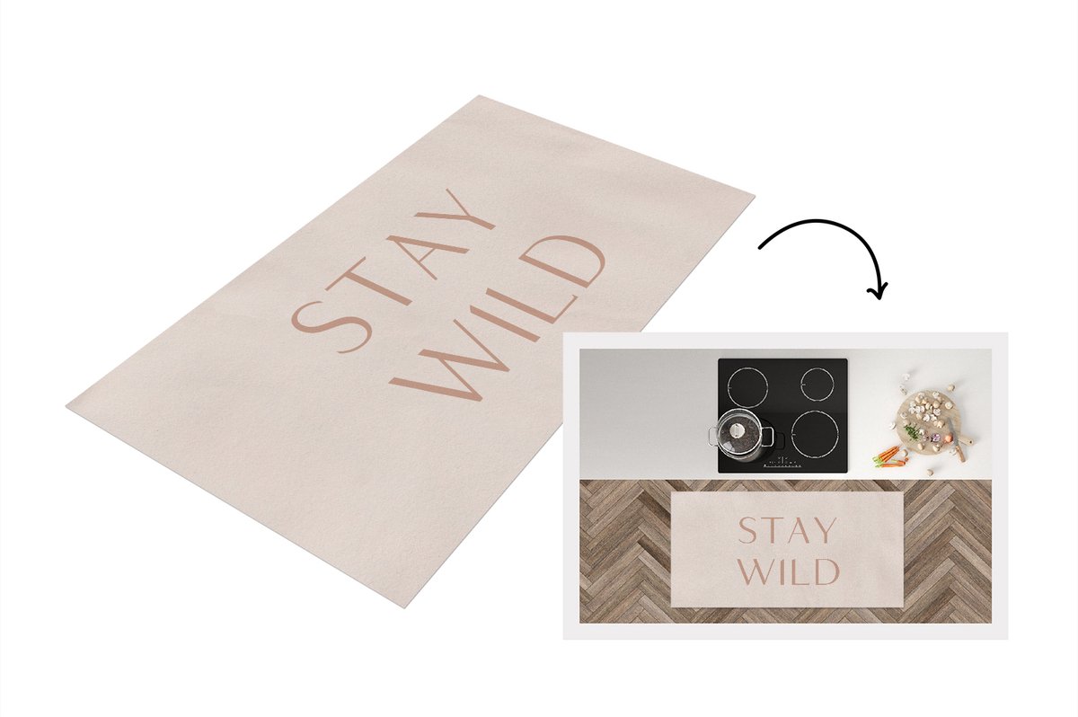 KitchenYeah Keukenloper - Loper keuken - Quotes - Tekst - Stay wild - 120x60 cm - Keukenloper vinyl Multicolor