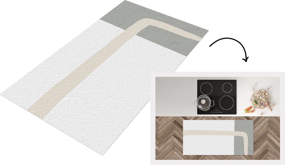KitchenYeah Keukenloper - Loper keuken - Abstract - Minimalisme - Design - 120x60 cm - Keukenloper vinyl Multicolor