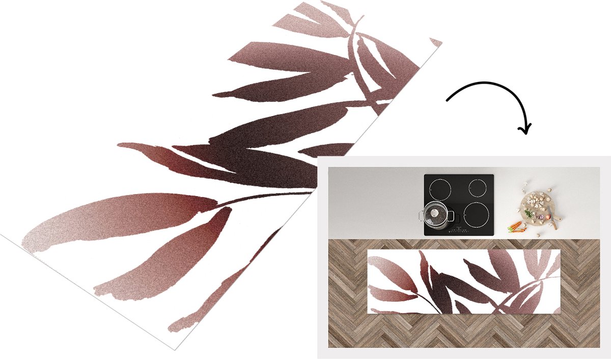 KitchenYeah Keukenloper - Loper keuken - Bladeren - Design - Abstract - 150x50 cm - Keukenloper vinyl Multicolor