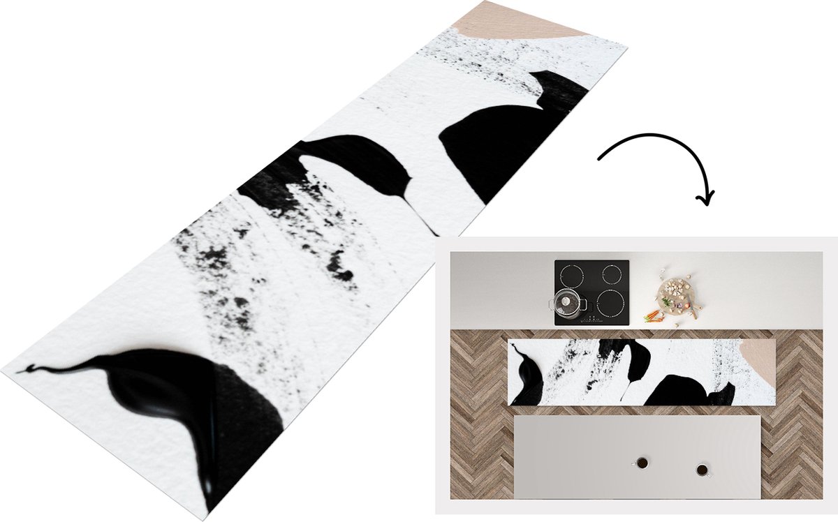 KitchenYeah Keukenloper - Loper keuken - Zwart - Abstract - Design - Keukenloper vinyl, foto 4