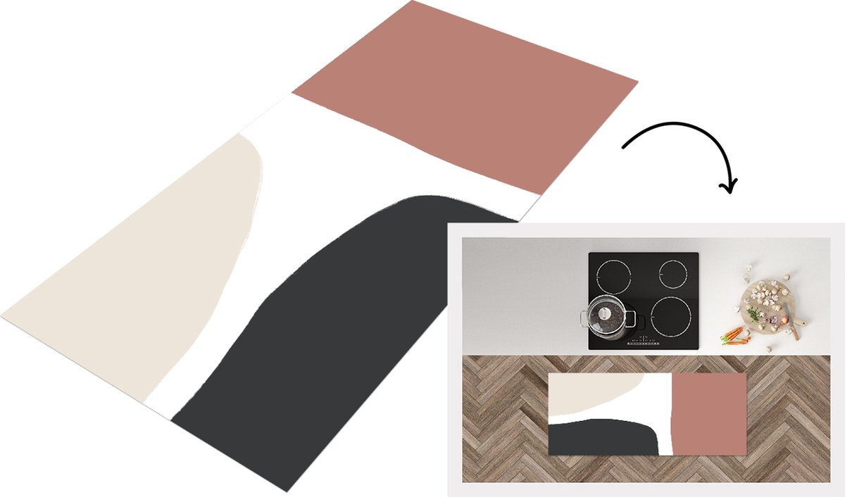KitchenYeah Keukenloper - Loper keuken - Pastel - Abstract - Design - 120x50 cm - Keukenloper vinyl Multicolor