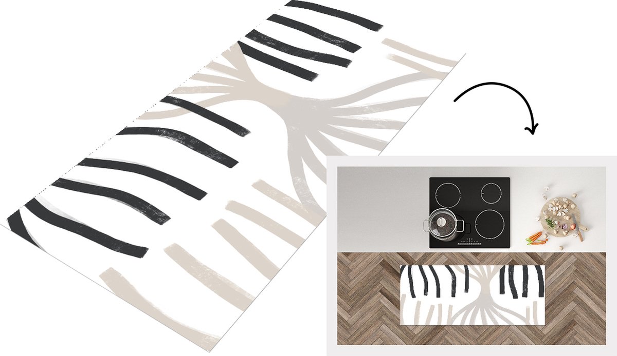 KitchenYeah Keukenloper - Loper keuken - Lijn - Pastel - Abstract - Patronen - 120x50 cm - Keukenloper vinyl Multicolor