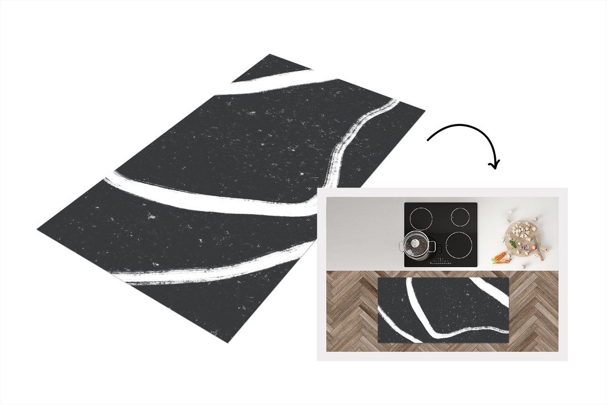 KitchenYeah Keukenloper - Loper keuken - Lijn - Minimalisme - Design - 120x60 cm - Keukenloper vinyl Multicolor