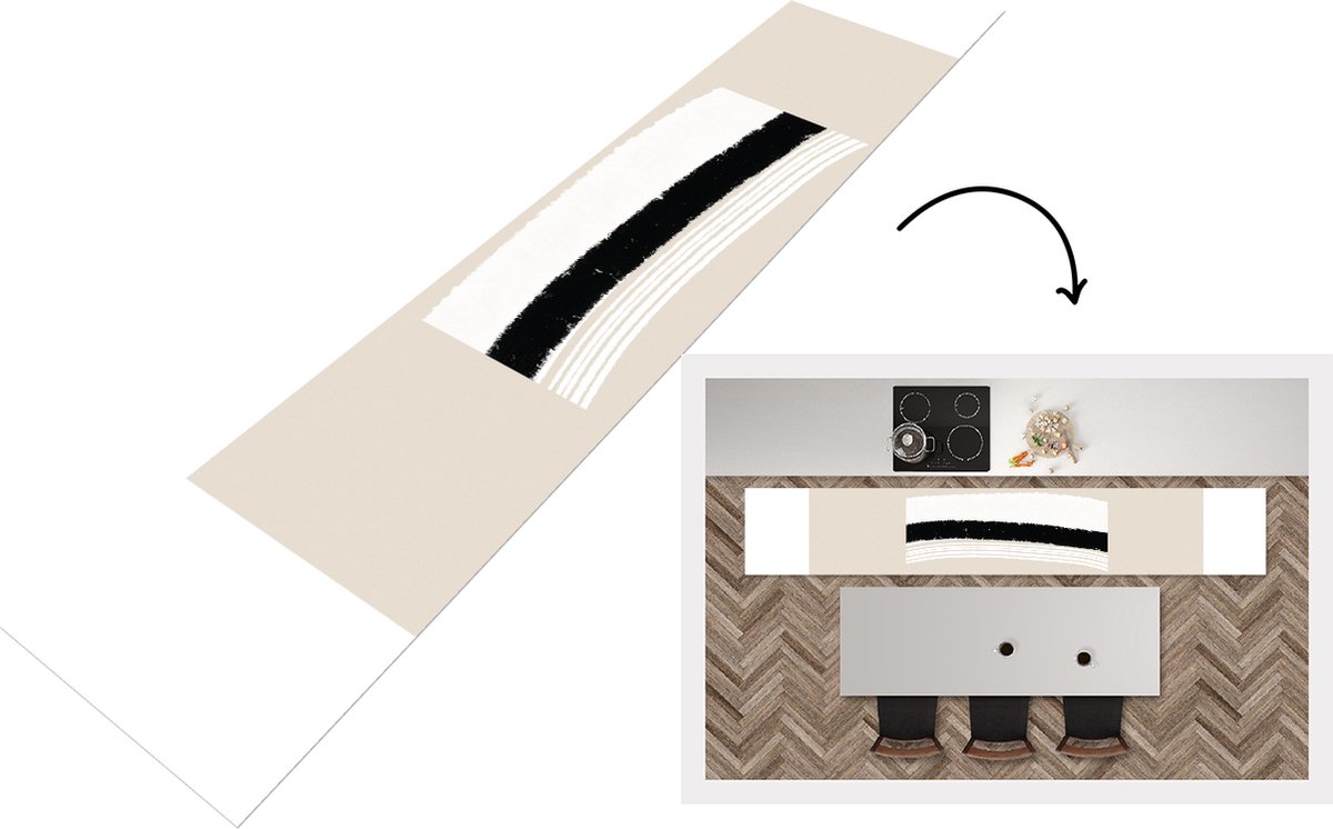 KitchenYeah Keukenloper - Loper keuken - Lijn - Pastel - Design - 300x50 cm - Keukenloper vinyl Multicolor