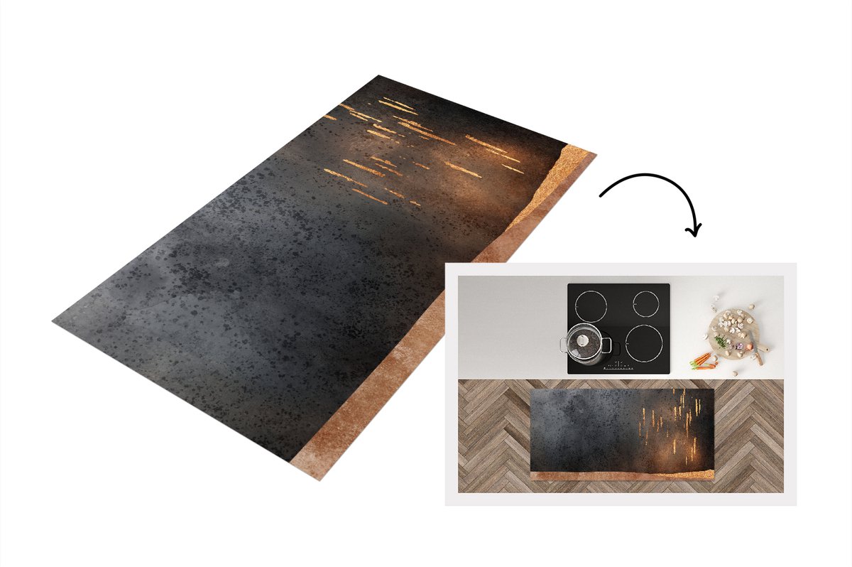 KitchenYeah Keukenloper - Loper keuken - Abstract - Goud - Design - Keukenloper vinyl, foto 7