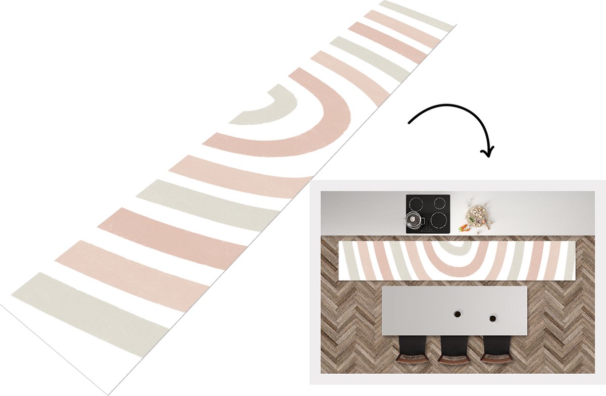 KitchenYeah Keukenloper - Loper keuken - Regenboog - Design - Pastel - 300x50 cm - Keukenloper vinyl Multicolor