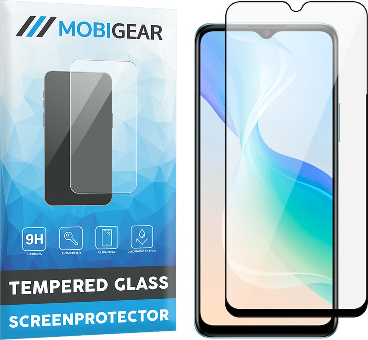 Mobigear Screenprotector geschikt voor Vivo Y76 Glazen | Mobigear Premium Screenprotector - Case Friendly - Zwart