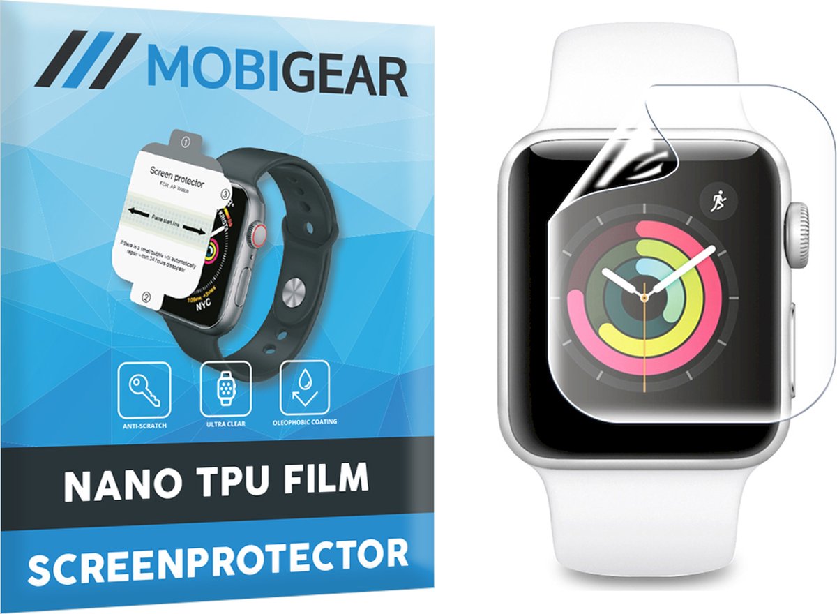 Mobigear Screenprotector geschikt voor Apple Watch - 38 mm Hydrogel TPU | Mobigear Screenprotector - Case Friendly