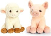 Keel Toys - Pluche knuffels varken en lammetje vriendjes 12 cm