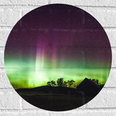 WallClassics - Muursticker Cirkel - Hemel Groen Noorderlicht - 40x40 cm Foto op Muursticker