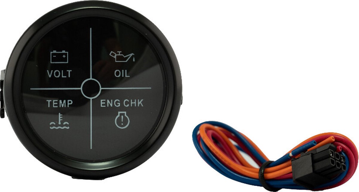 Hollex zwarte 4-in-1 Alarminstrument 9-32V Ø59mm