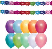 Haza - Verjaardag kamer versiering set - 2x feestslingers en 50x ballonnen