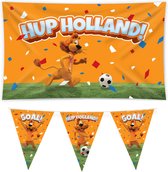 Loeki EK/WK versier pakket - 2x vlaggenlijn 10m - gevelvlag 100 x 150 cm - oranje