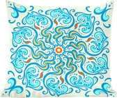 Sierkussens - Kussentjes Woonkamer - 50x50 cm - Mandala - Blauw - Geel - Abstract
