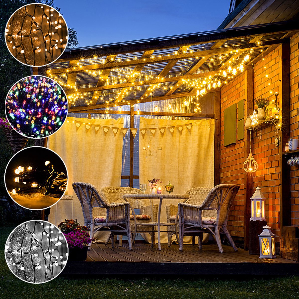 Monzana Lichtketting Kerst 200 LED´S - IP44 20m - Warm Wit
