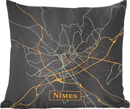 Coussins Coussins décoratifs - Oreillers Salon - 40x40 cm - Carte - Nîmes - Goud - Zwart