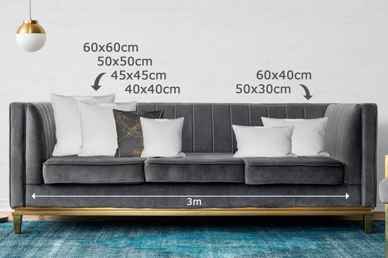 Coussins décoratifs - Oreillers Salon - 45x45 cm - Carte - Zwolle - Luxe - Or - Zwart