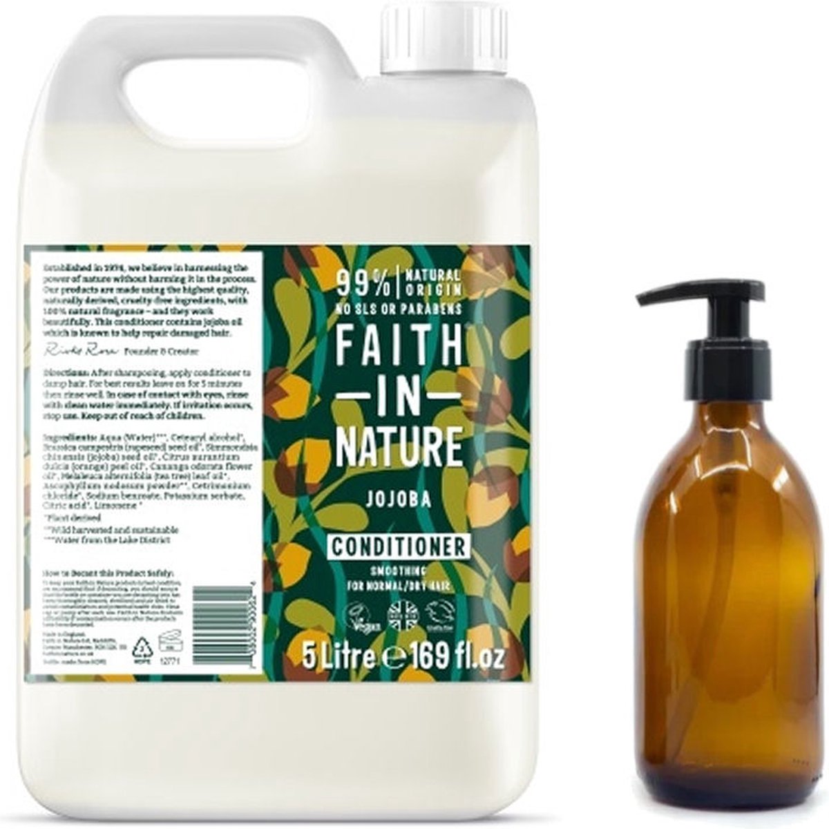 FAITH IN NATURE - Conditioner jojoba Refill 5 Liter - nu met GRATIS glaze refill fles 500ml