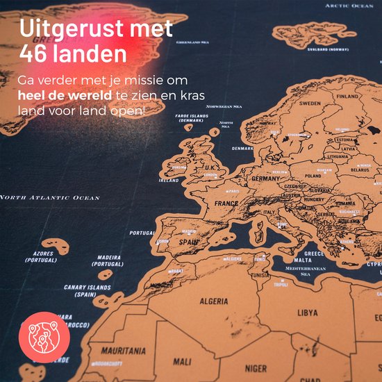 Triple J - Carte du Wereldkaart à Scratch - Carte du monde à gratter - Zwart