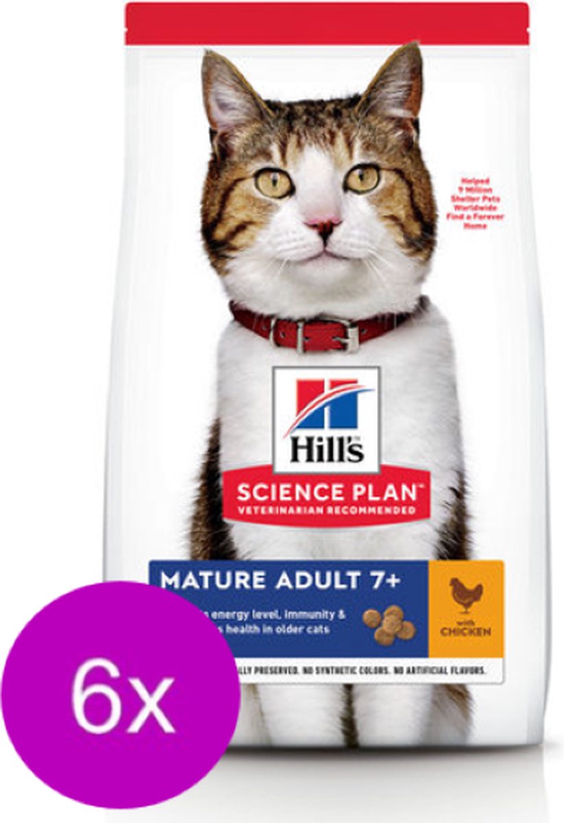 6x Hill's - Feline Mature Adult Kip - Kattenvoer - 1.5kg