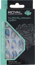 Royal 25 Coffin Glue-on Nails - Butterfly Dream
