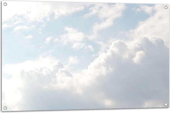 WallClassics - Tuinposter – Grote Witte Wolken in de Lucht - 105x70 cm Foto op Tuinposter  (wanddecoratie voor buiten en binnen)