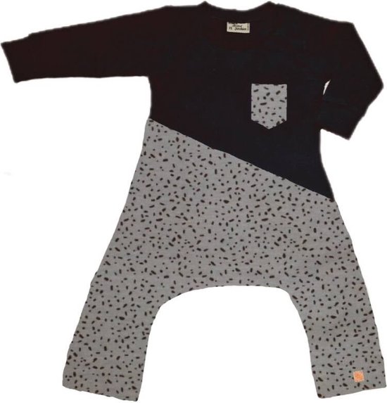 Spreid/ Pavlik/ Gips Onesie zwart met spikkel zand