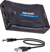 HDMI Naar Scart Adapter 1080p Kabel Converter HD - HDMI naar Scart kabel - Zwart