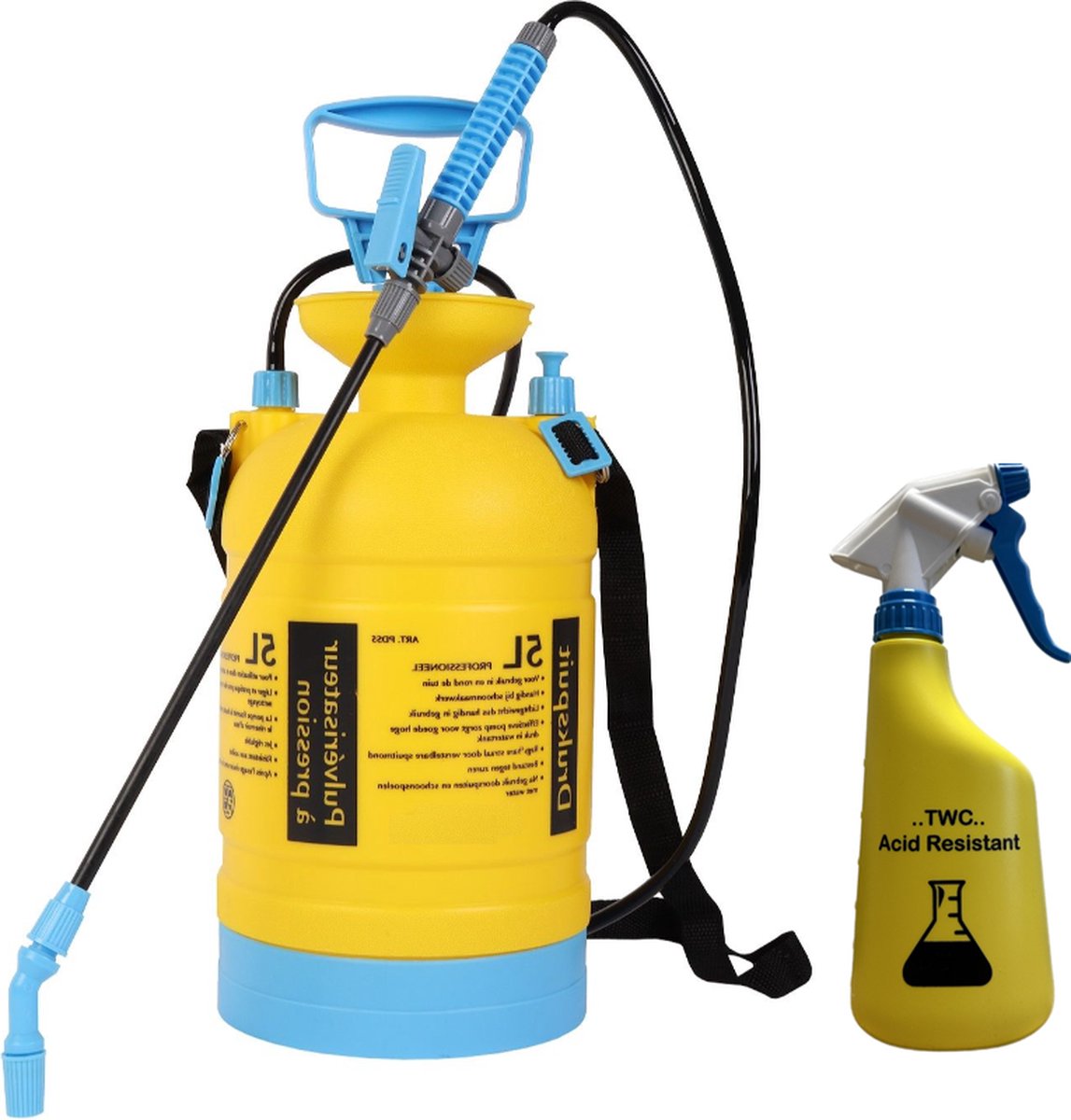 Drukspuit 5 liter - PRO (bestand tegen azijn en zuren) - TWC - zuurbestendig - SET incl. 600ml sprayer - TWC - TT